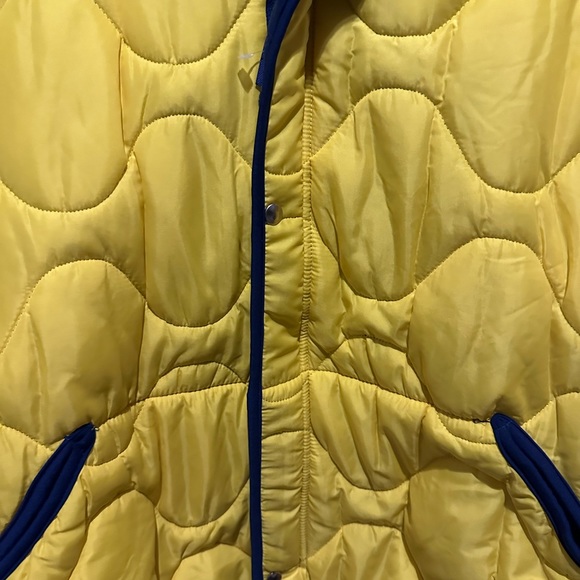 Firefighters Operation Warm Kids Size 18 Yellow/Navy Quilted Fleece Coat w/Hood. - Picture 7 of 9